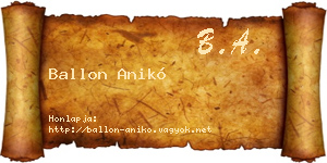 Ballon Anikó névjegykártya